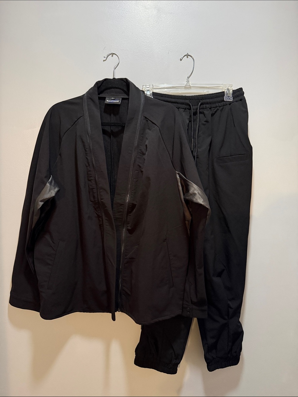 Black Two-Piece Track Jacket and Jogger Set
